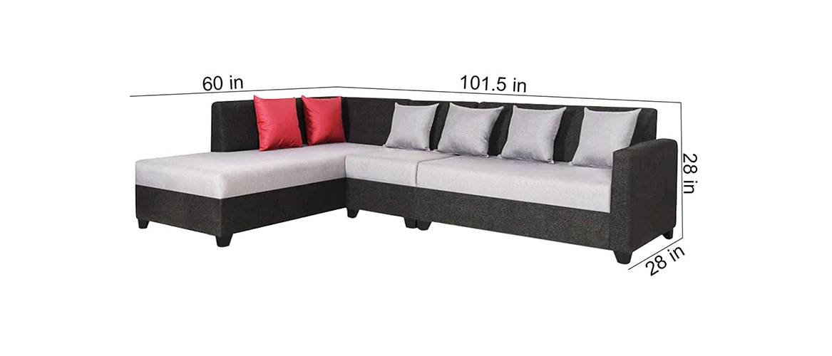 Cassol Sectional Fabric Sofa (Light GreyBlack) Urban Ladder