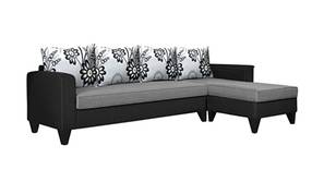 Marvelon Sectional Fabric Sofa (Dark Grey-Black)