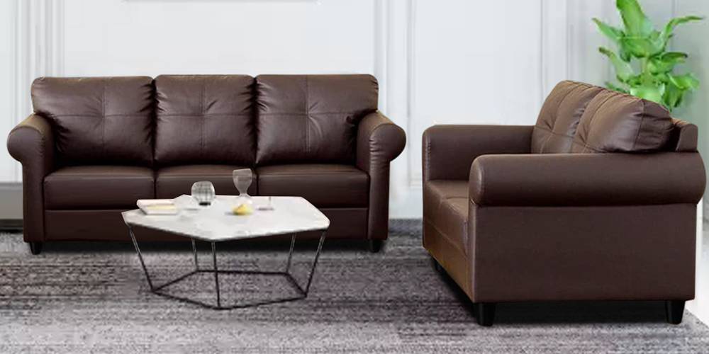 Barstow Leatherette Sofa Set (Brown) by Urban Ladder - - 