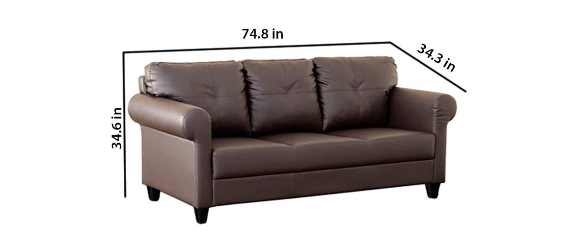 Barstow Leatherette Sofa Set (Brown) Urban Ladder
