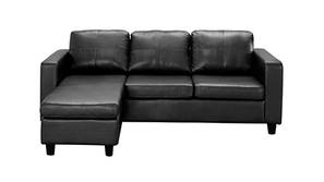 Delsa Sectional Leatherette Sofa (Black)