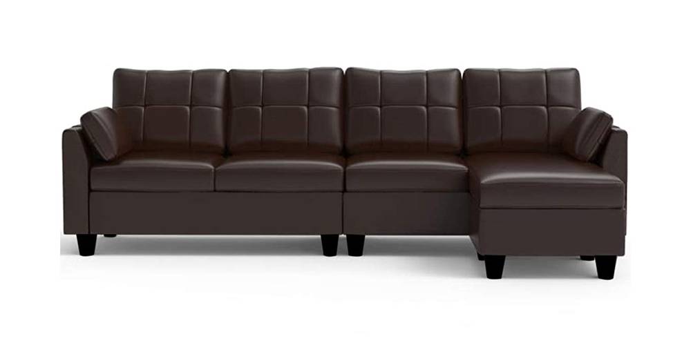 Gracious Sectional Leatherette Sofa (Brown) Urban Ladder