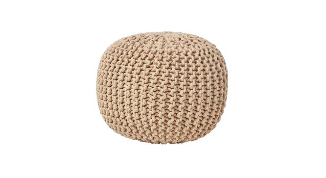 Cormac Hand Knitted Round Pouffe for Living Room (Beige) by Urban Ladder - Cross View Design 1 - 559084