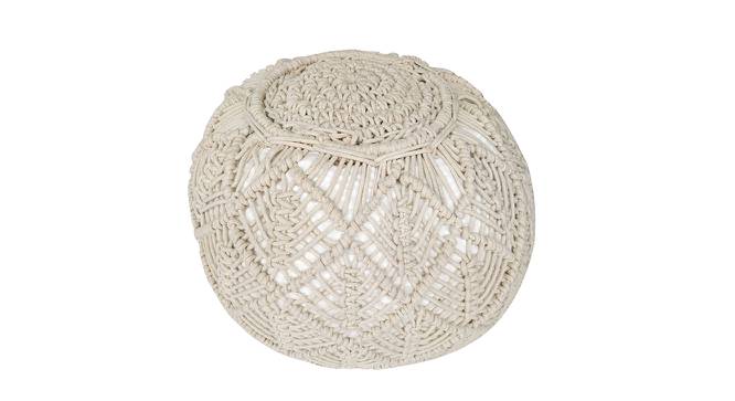 Crew Hand Knitted Round Pouffe for Living Room (Natural) by Urban Ladder - Cross View Design 1 - 559085
