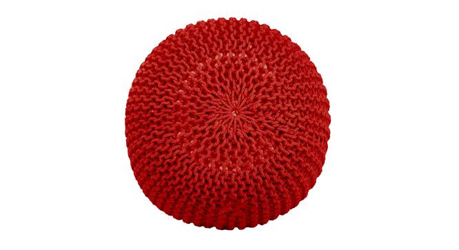 Buster Hand Knitted Round Pouffe for Living Room (Red) by Urban Ladder - Front View Design 1 - 559099