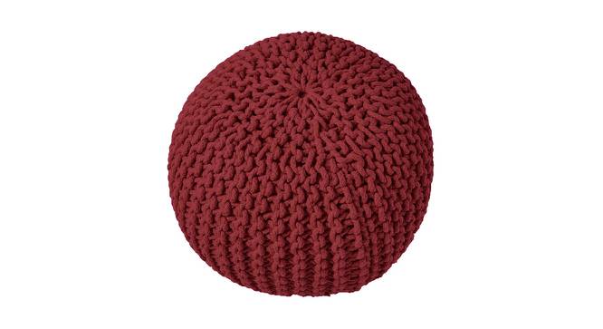Calloway Hand Knitted Round Pouffe for Living Room (Maroon) by Urban Ladder - Front View Design 1 - 559100