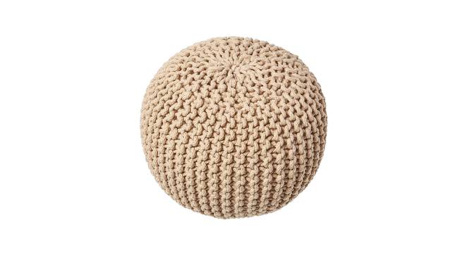 Cormac Hand Knitted Round Pouffe for Living Room (Beige) by Urban Ladder - Front View Design 1 - 559104