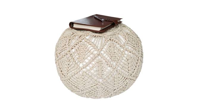 Crew Hand Knitted Round Pouffe for Living Room (Natural) by Urban Ladder - Front View Design 1 - 559105