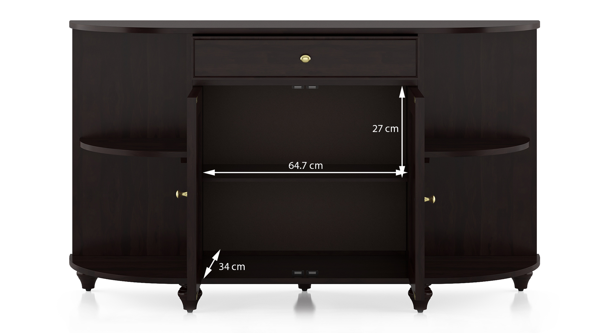 Ramore Solid Wood Sideboard in Teak Finish Urban Ladder