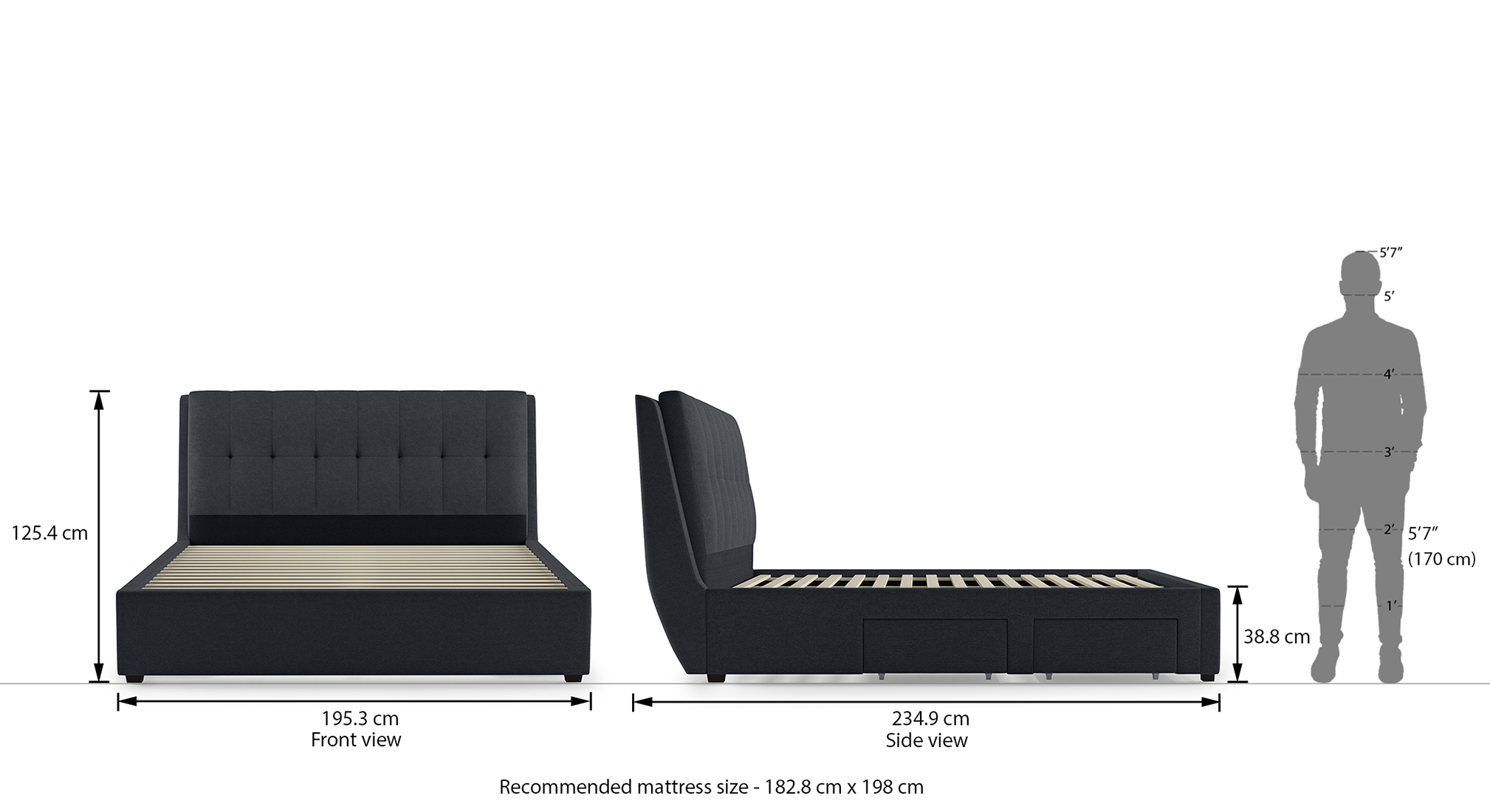 Bornholm Upholstered Storage Bed with Essential Memory Foam Mattress