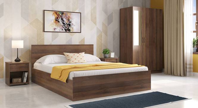 Zoey Storage Bed With Essential Memory Foam Mattress (Queen Bed Size, Classic Walnut Finish) by Urban Ladder - Design 1 Full View - 560134
