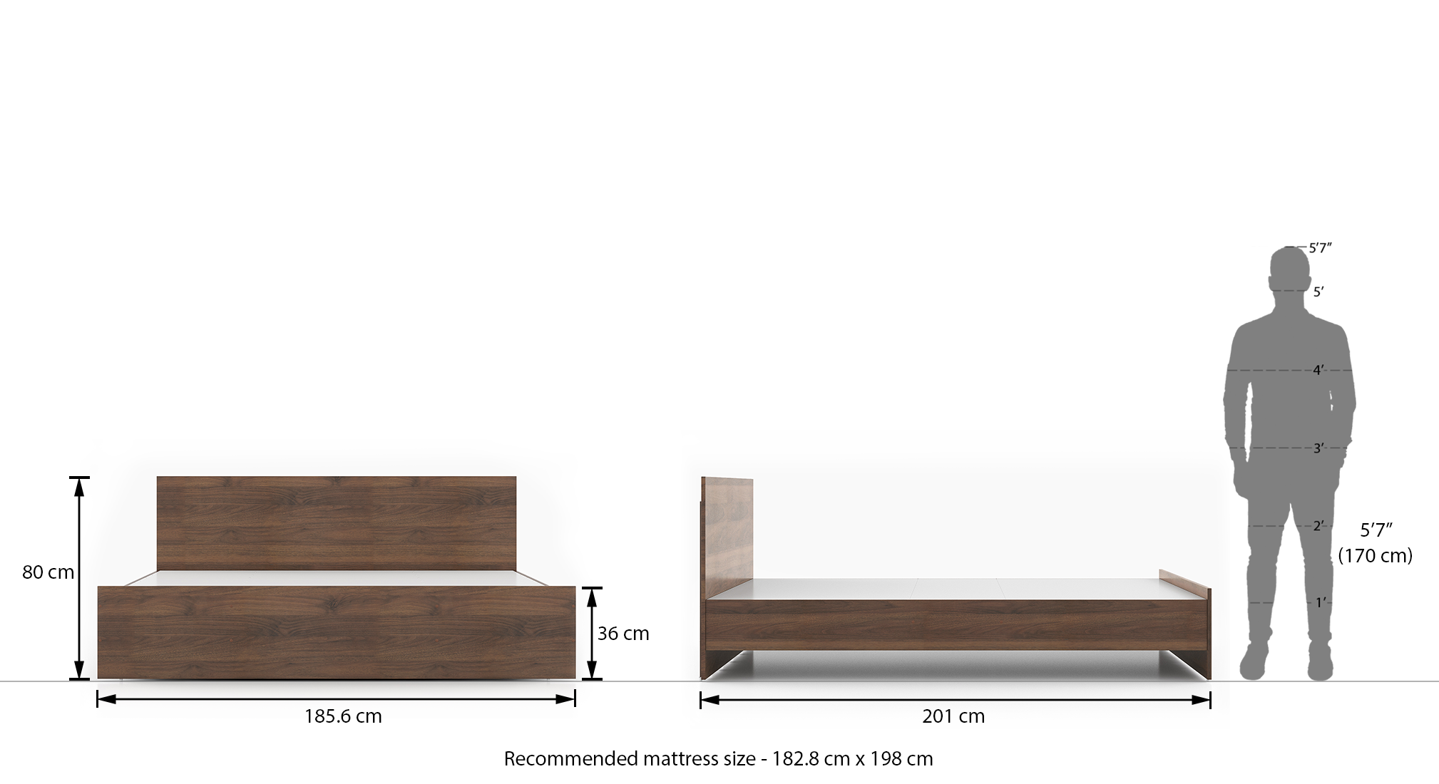 Zoey non  storage bed king classic walnut 8