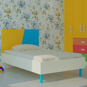 Kids Bed Design Design Fiona Engineered Wood Bed in Mango Yellow   Azure Blue Colour
