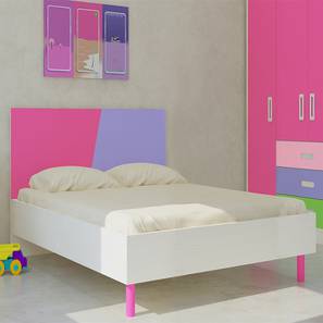 Bunk Bed Design Fiona Kids Queen Bed with Solid Wood Legs- Barbie Pink - Persian Lilac (Barbie Pink - Persian Lilac)