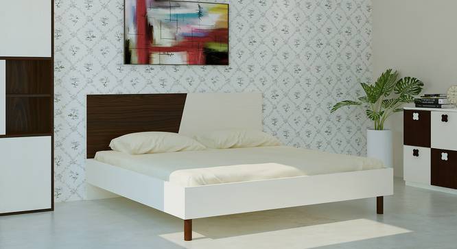 Fiona King Bed with Solid Wood Legs- Light Wood - Coffee Walnut (Light Wood - Coffee Walnut) by Urban Ladder - Cross View Design 1 - 560676