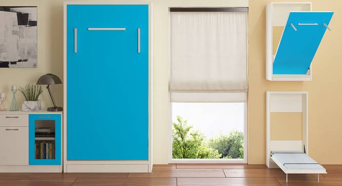 Mystical Murphy Horizontal Wall-Folding Single Bed - Azure Blue (Azure Blue) by Urban Ladder - Cross View Design 1 - 560689