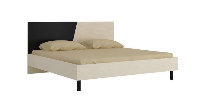 Fiona King Bed with Solid Wood Legs- Light Wood - Carbon Black (Light Wood - Carbon Black) by Urban Ladder - Cross View Design 1 - 560890