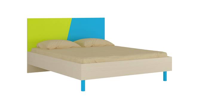 Fiona Kids Queen Bed with Solid Wood Legs- Lime Yellow - Azure Blue (Lime Yellow - Azure Blue) by Urban Ladder - Cross View Design 1 - 560891