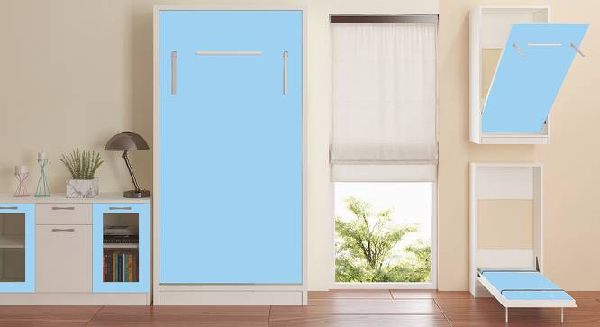 Mystica Murphy Horizontal Wall-Folding Single Bed- Sky Blue (Sky Blue) by Urban Ladder - Cross View Design 1 - 560894