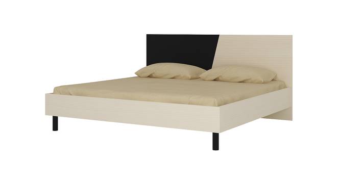 Fiona King Bed with Solid Wood Legs- Light Wood - Carbon Black (Light Wood - Carbon Black) by Urban Ladder - Front View Design 1 - 560905