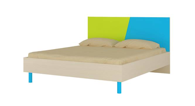 Fiona Kids Queen Bed with Solid Wood Legs- Lime Yellow - Azure Blue (Lime Yellow - Azure Blue) by Urban Ladder - Front View Design 1 - 560906