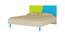 Fiona Kids Queen Bed with Solid Wood Legs- Lime Yellow - Azure Blue (Lime Yellow - Azure Blue) by Urban Ladder - Front View Design 1 - 560906