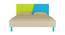 Fiona Kids Queen Bed with Solid Wood Legs- Lime Yellow - Azure Blue (Lime Yellow - Azure Blue) by Urban Ladder - Design 1 Side View - 560921