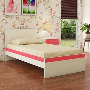 Kids Single Bed Design Riga Engineered Wood Bed in Strawberry Pink Colour