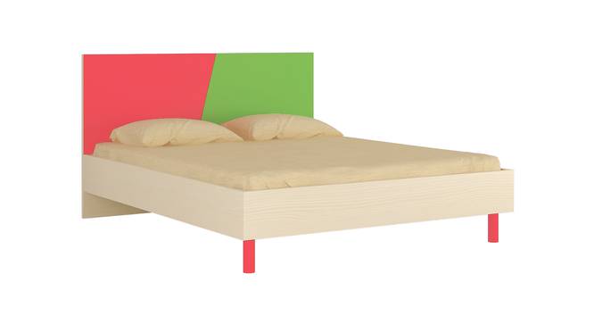 Fiona Kids Queen Bed with Solid Wood Legs- Strawberry Pink - Verdant Green (Strawberry Pink - Verdant Green) by Urban Ladder - Cross View Design 1 - 560975