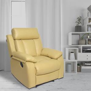 Recliners Design Magna Leatherette One Seater Manual Recliner in Cream Colour