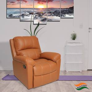 Single Seater Sofa Design Spino Leatherette One Seater Manual Recliner in Tan Colour