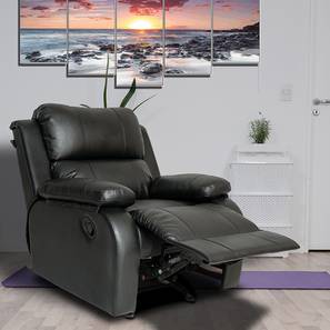 1 Seater Recliners Design Cheer Leatherette One Seater Manual Recliner in Black Colour