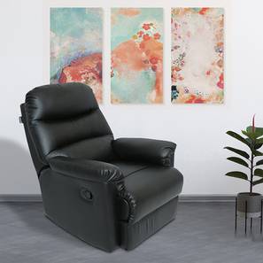 Recliners Sale Design Wave Leatherette One Seater Manual Recliner in Black Colour