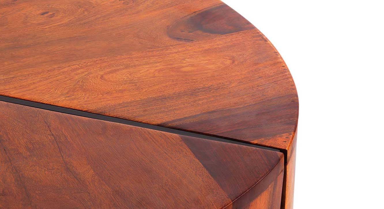 Round Solid Wood Coffee Table in Honey Finish Urban Ladder