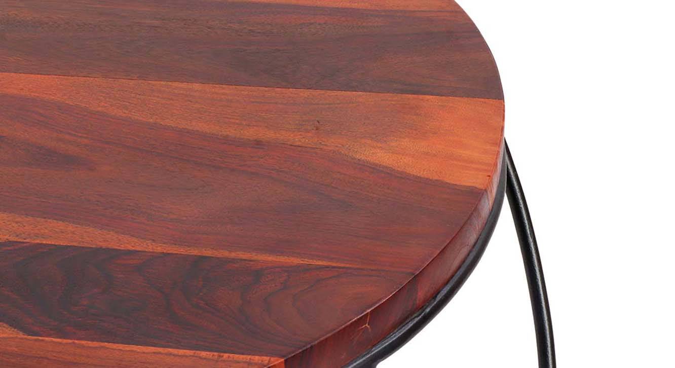 Round Solid Wood Coffee Table in Polished Finish Urban Ladder