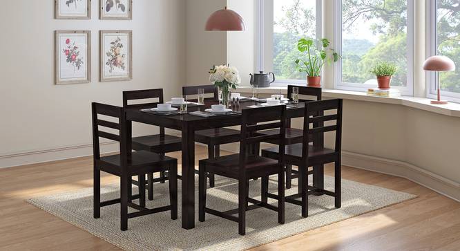 Oliver 6 Seater Solid Wood Dining Table (Mahogany Finish) by Urban Ladder - Front View Design 1 - 561765