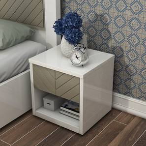 Bedside Tables Design Kosmo Engineered Wood Bedside Table in White Finish