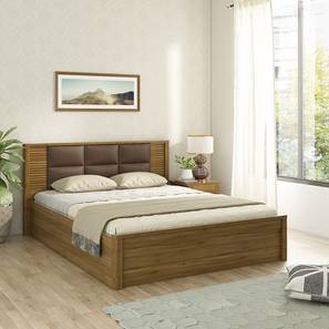 Hydraulic Bed Design Design Modena Engineered Wood Queen Size Hydraulic Storage Bed in Teak Finish