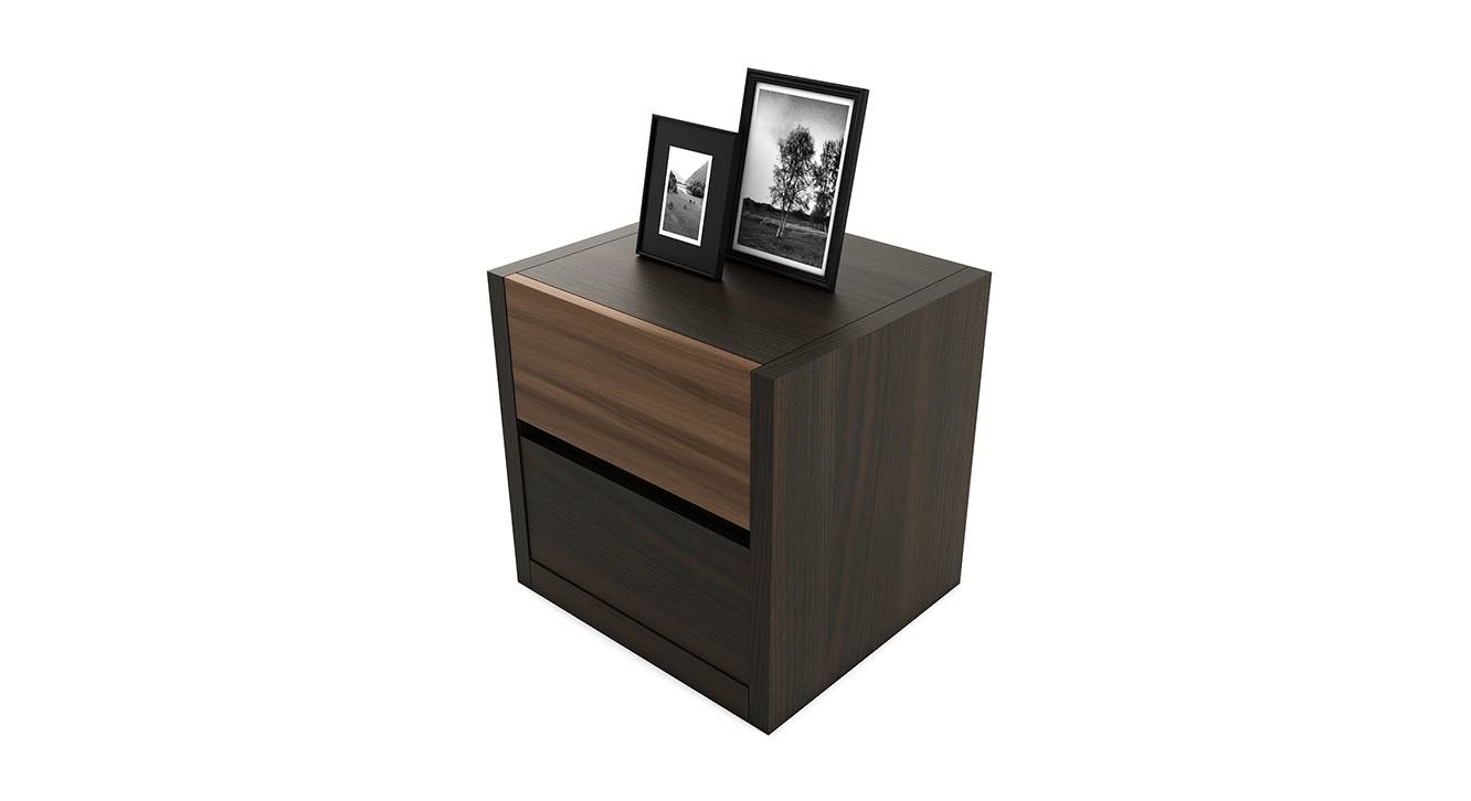 Maple Engineered Wood Bedside Table in Fumed Oak Finish Urban Ladder