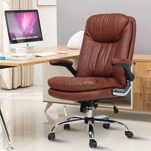 Germain Study Chair With Headrest in Brown Colour
