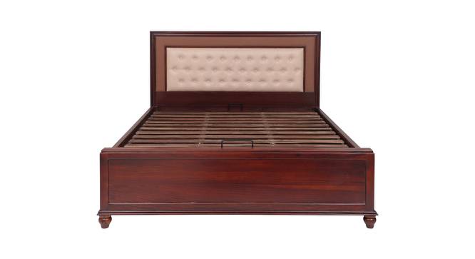 Georgia Solid Wood Queen Size Hydraulic Storage Bed in Walnut/Beige Finish (Walnut Finish, Queen Bed Size) by Urban Ladder - Design 1 Full View - 563548