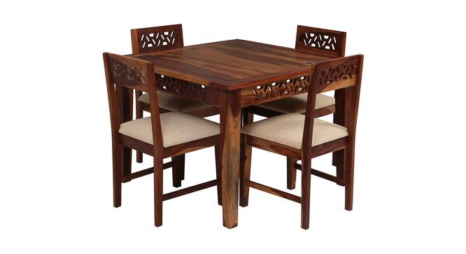 Cyrus Solid Wood 4 Seater Dining Set in Honey Finish (HONEY, HONEY Finish) by Urban Ladder - Design 1 Full View - 563552