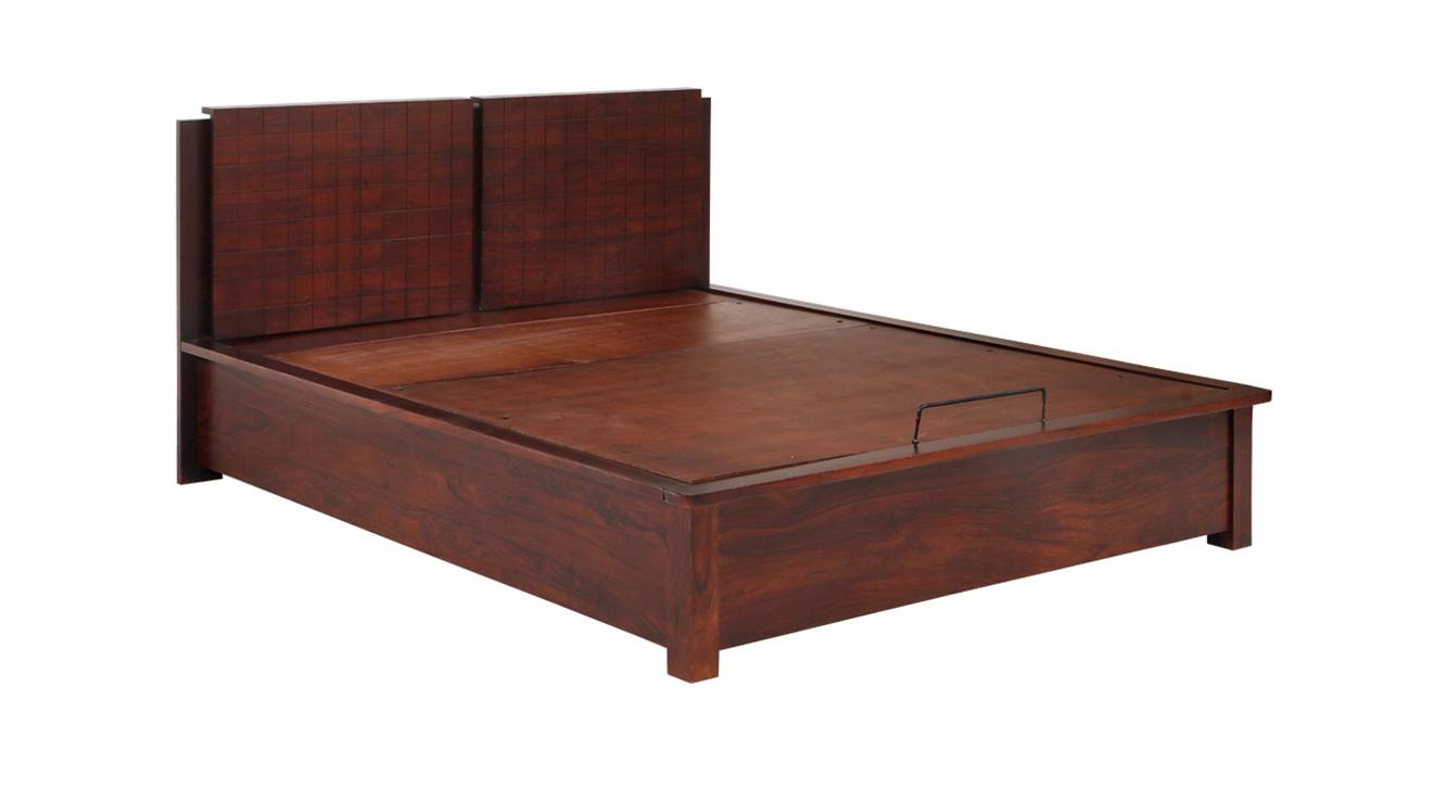 Bradley Solid Wood Queen Size Hydraulic Storage Bed in Dark Walnut