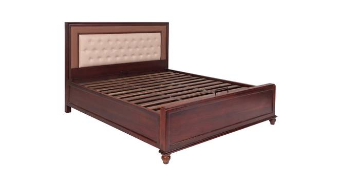 Georgia Solid Wood Queen Size Hydraulic Storage Bed in Walnut/Beige Finish (Walnut Finish, Queen Bed Size) by Urban Ladder - Front View Design 1 - 563561