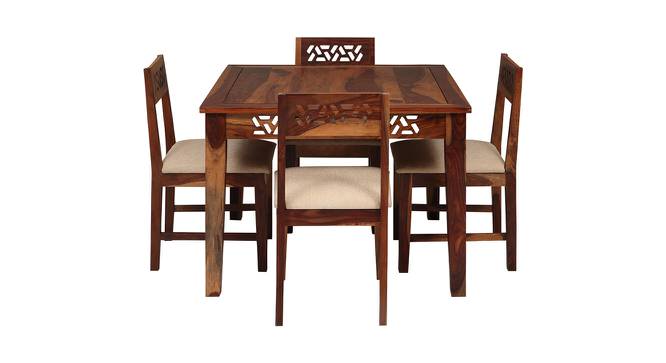 Cyrus Solid Wood 4 Seater Dining Set in Honey Finish (HONEY, HONEY Finish) by Urban Ladder - Front View Design 1 - 563565