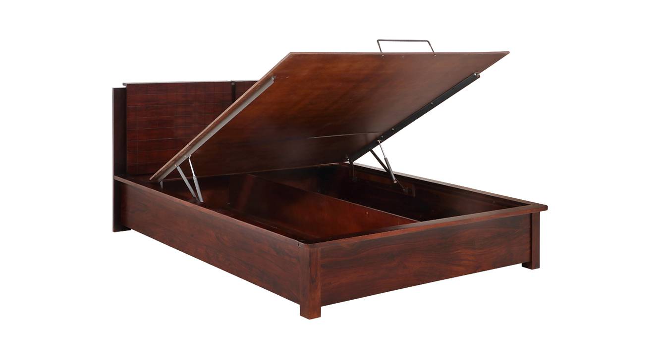 Bradley Solid Wood Queen Size Hydraulic Storage Bed in Dark Walnut