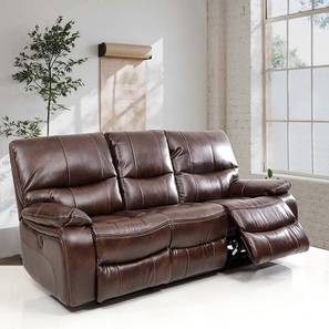 3 Seater Recliners Design Braxton Leatherette Three Seater Motorized Recliner in Brown Colour