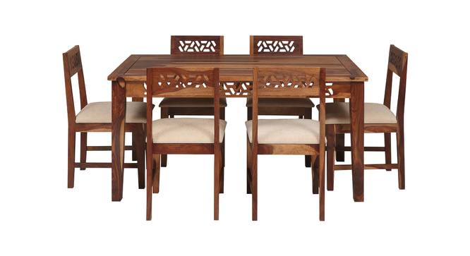 Cyrus Solid Wood 6 Seater Dining Set in Honey Finish (HONEY, HONEY Finish) by Urban Ladder - Design 1 Full View - 563646