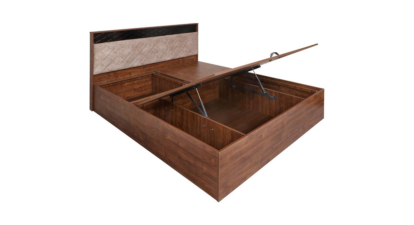 Alexia Engineered Wood King Size Hydraulic Storage Bed in Walnut Finish