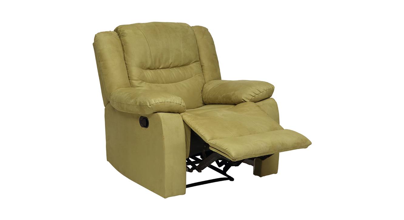 Houston Fabric One Seater Manual Recliner in Green Colour Urban Ladder